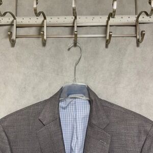 Ralph Lauren Blazer Men's 46R Gray Flannel Career Linen Blend Coat Jacket Luxury